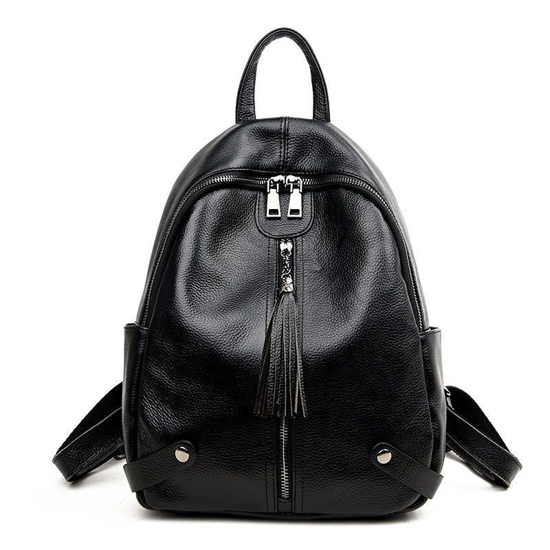 Fashion Leather Traveling Backpack for Women-Black-Free Shipping Leatheretro