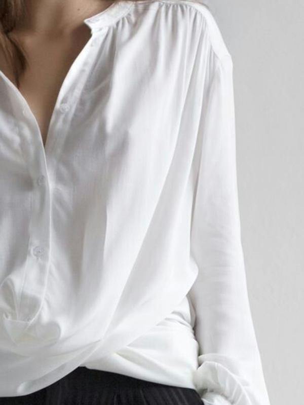 Solid Lapel Long Shirt Dress-Maxi Dress-BLACK-FREE SIZE-Free Shipping Leatheretro
