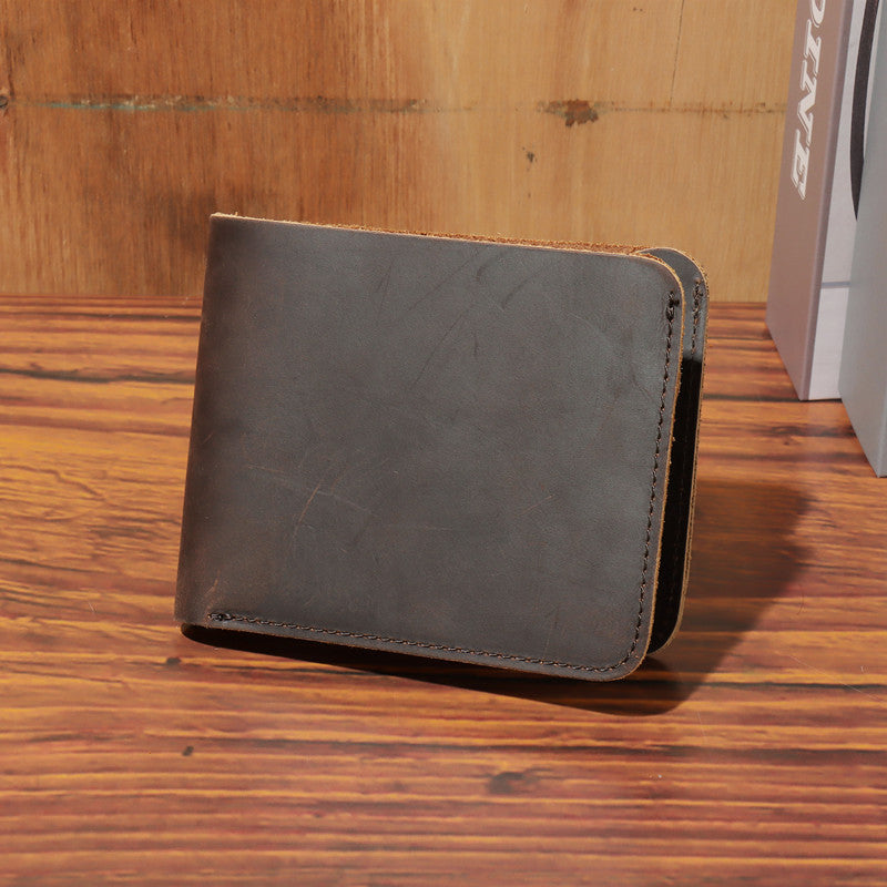 Simple Design Short Leather Wallet 3031-Leather Wallets-Dark Brown-Free Shipping Leatheretro