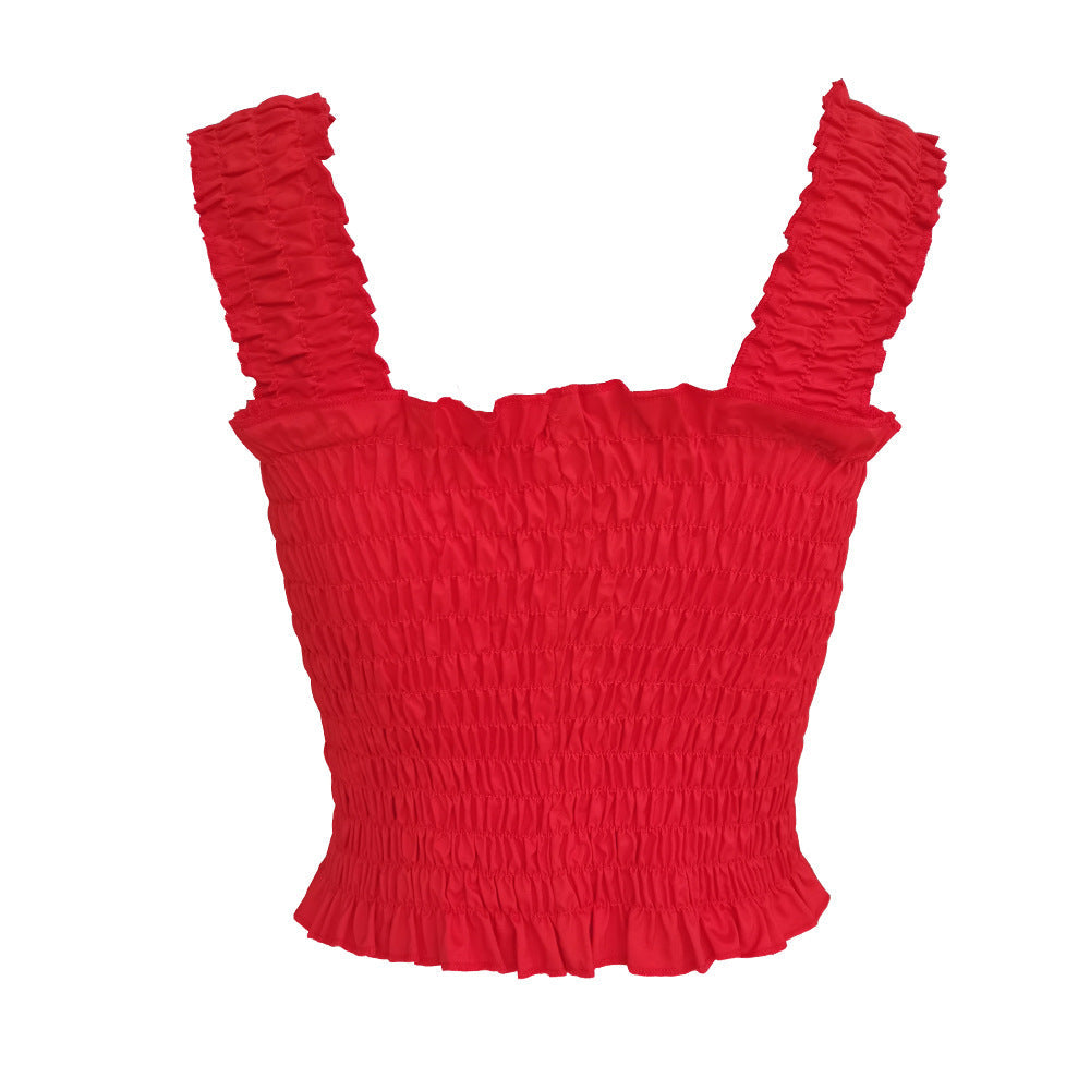 Summer Red Elastic Women Tank Tops-Shirts & Tops-Red-S-Free Shipping Leatheretro