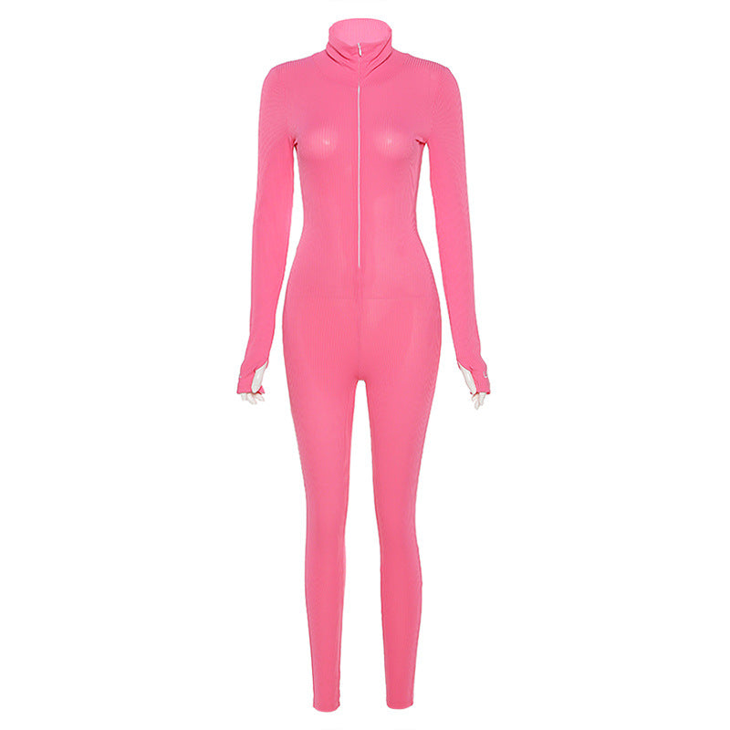 Sexy High Neck Exercising Yoga Jumpsuits-Jumpsuits & Rompers-Pink-S-Free Shipping Leatheretro