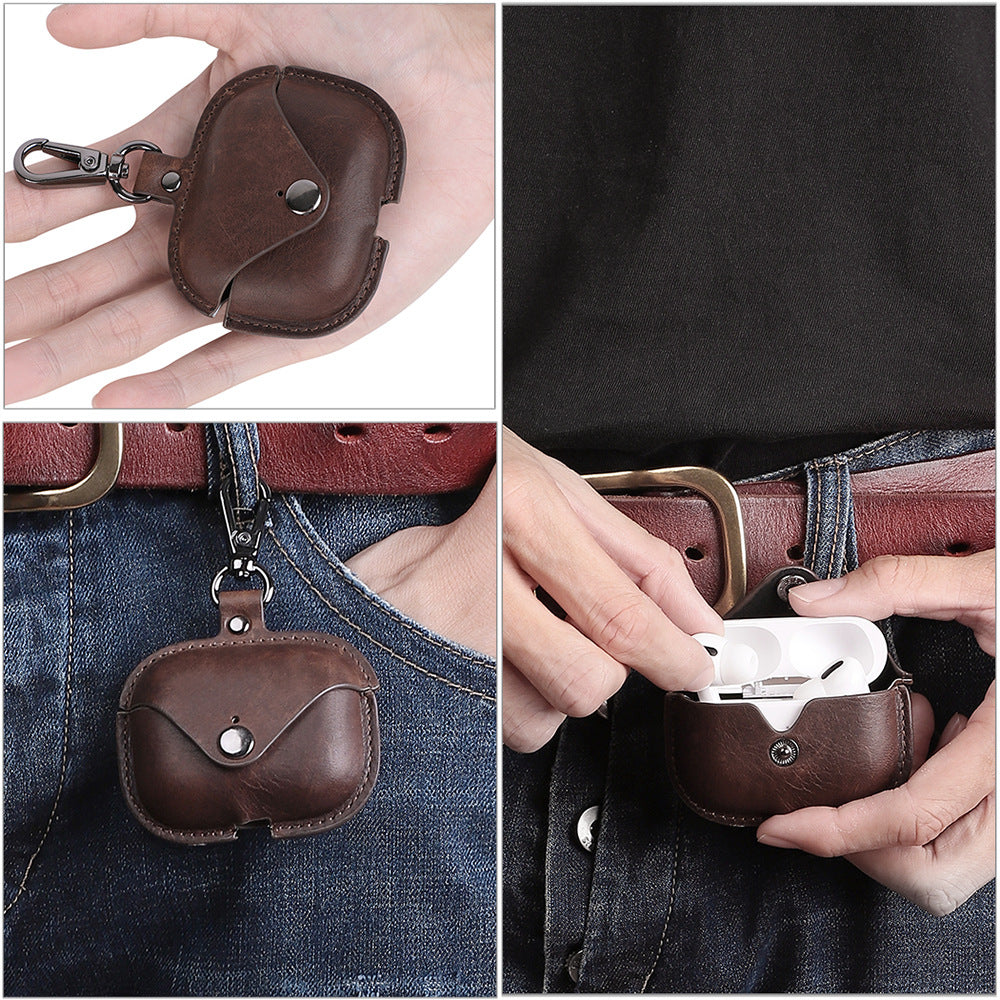 Vintage Leather Airpods Pro Protect Case J089-Leather Cases-Coffee-Free Shipping Leatheretro