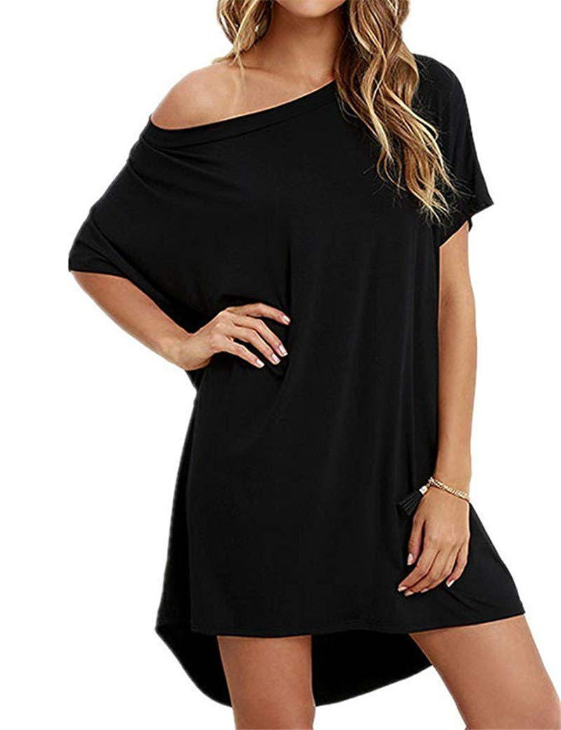 Casual Round Neck Short Daily Dresses-Dresses-Black-S-Free Shipping Leatheretro
