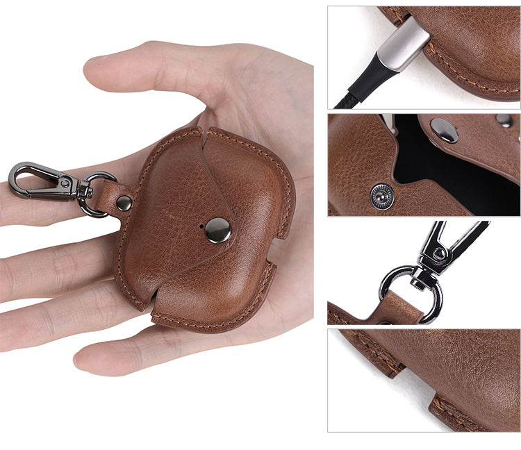 Vintage Leather Airpods Pro Protect Case J089-Leather Cases-Coffee-Free Shipping Leatheretro