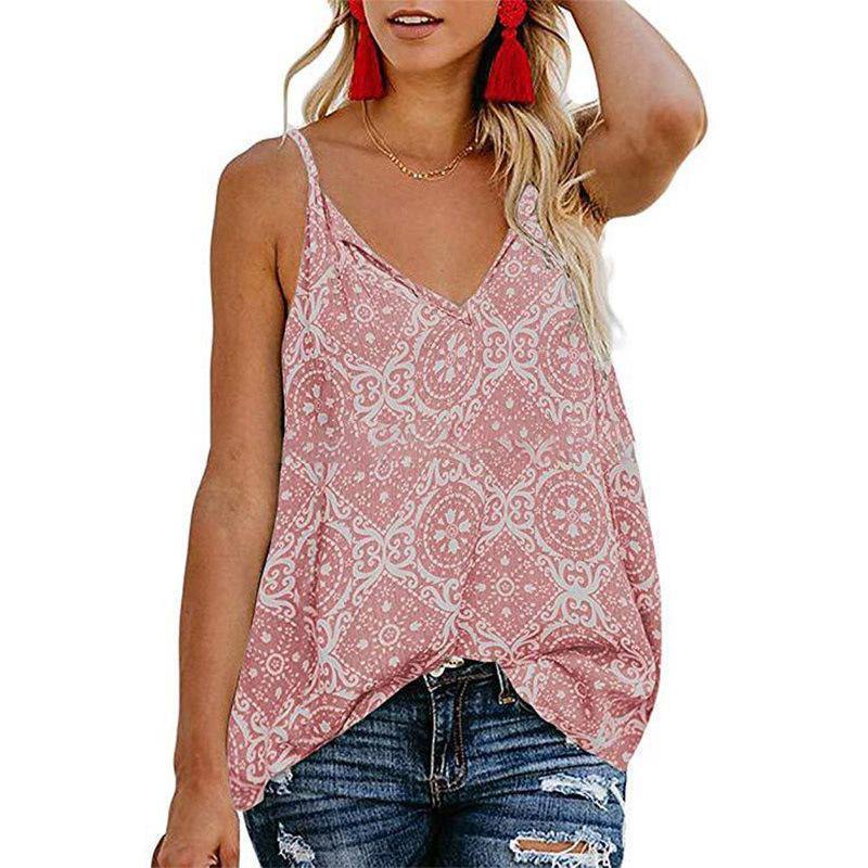 Print V-neck Women Summer Crop Tops-Crop Tops-Red-S-Free Shipping Leatheretro