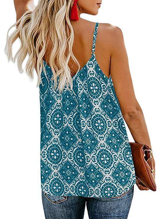 Print V-neck Women Summer Crop Tops-Crop Tops-Blue-S-Free Shipping Leatheretro