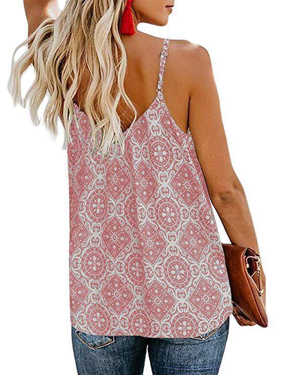 Print V-neck Women Summer Crop Tops-Crop Tops-Pink-S-Free Shipping Leatheretro