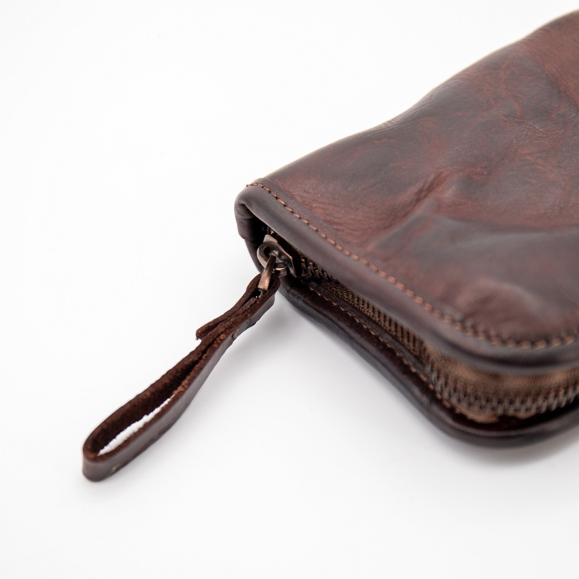 Vintage 50s Veg Tanned Leather Zipper Wallet for Women-Handbags, Wallets & Cases-Dark Blue-Free Shipping Leatheretro