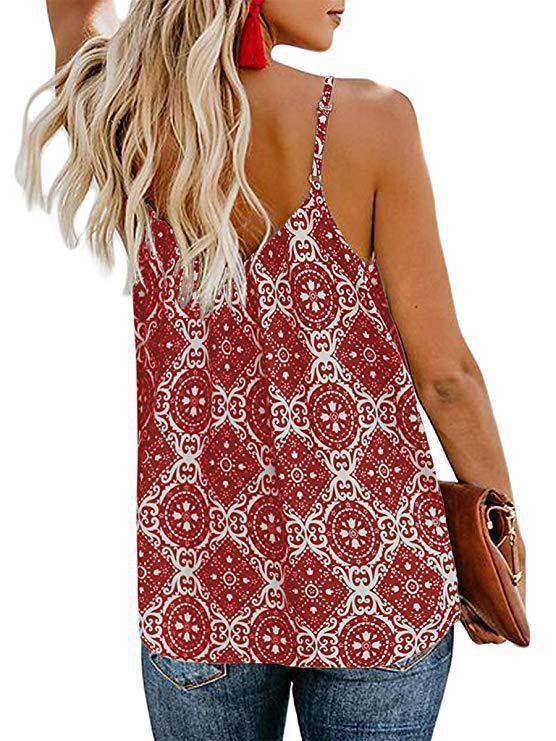 Print V-neck Women Summer Crop Tops-Crop Tops-Red-S-Free Shipping Leatheretro