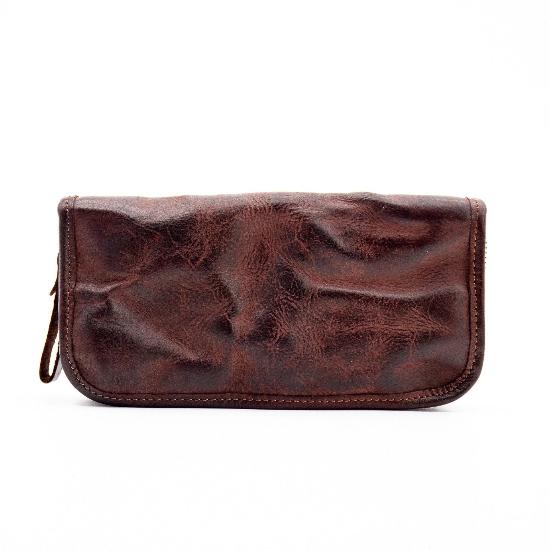 Vintage 50s Veg Tanned Leather Zipper Wallet for Women-Handbags, Wallets & Cases-Coffee-Free Shipping Leatheretro