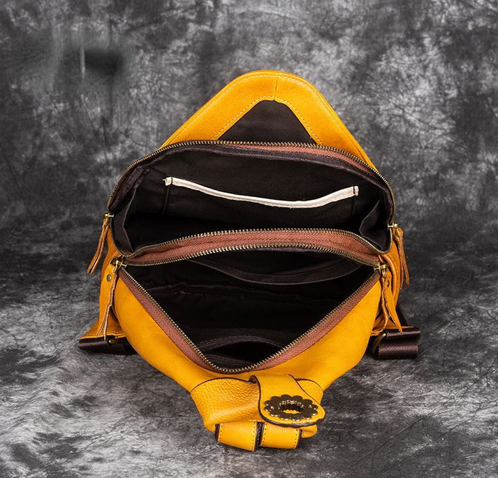 Vintage Embossing Leather Women Backpacks C315-Leatehr Backpack-Yellow-Free Shipping Leatheretro