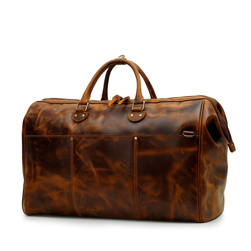 Vintage Leather Duffle Bag D-8096-Leather Duffle Bags-Crazy Horse Brown-Free Shipping Leatheretro