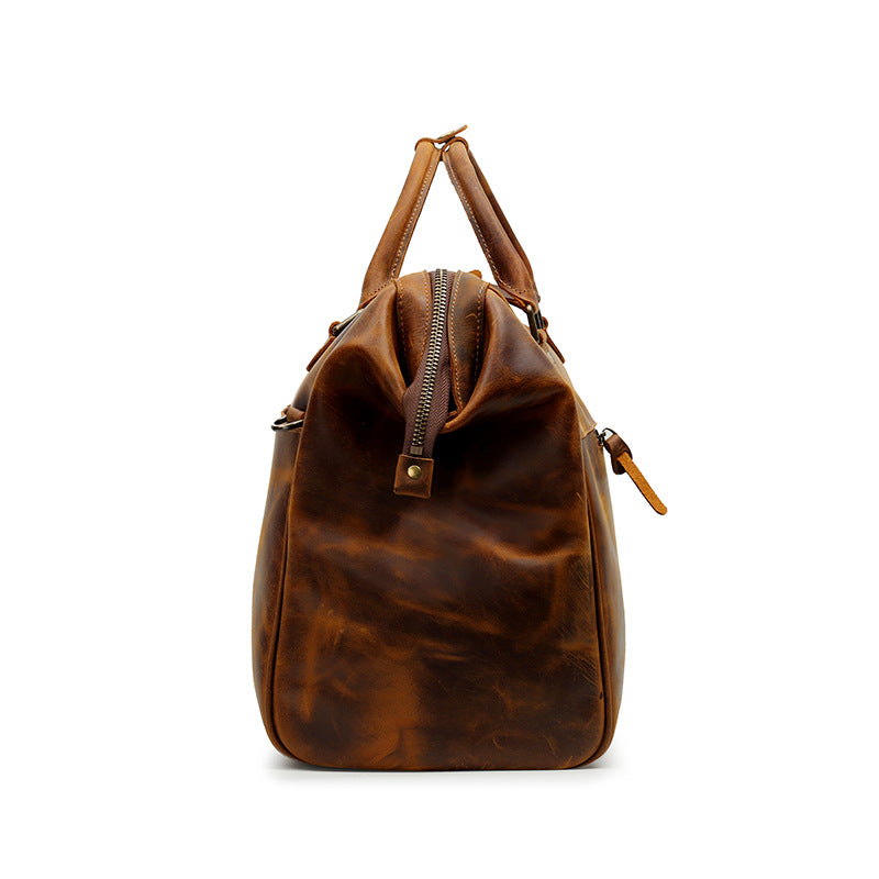 Vintage Leather Duffle Bag D-8096-Leather Duffle Bags-Crazy Horse Brown-Free Shipping Leatheretro