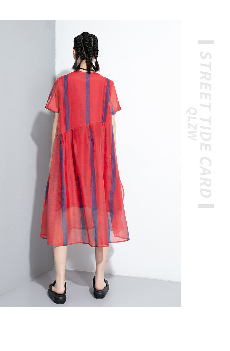 Elegant Summer Plus Sizes Irregular Long Dresses-Dresses-Red-One Size-Free Shipping Leatheretro