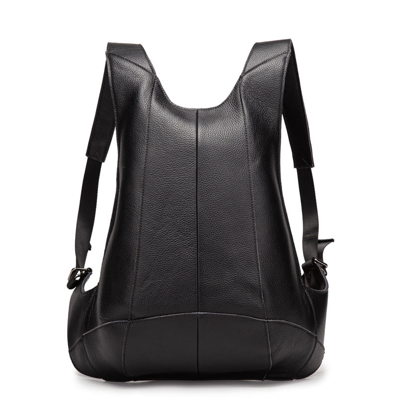 Simple Casual Cowhide Leather Backpack-Leather Backpack-Black-Free Shipping Leatheretro