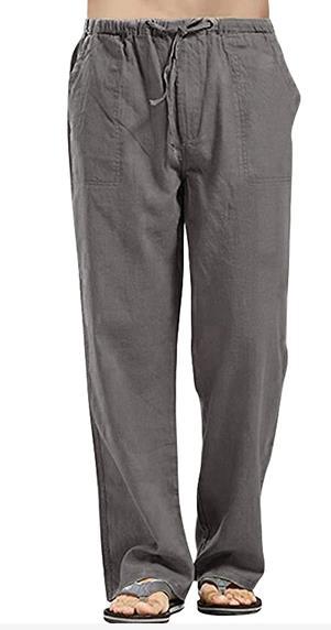 Casual Linen Men's Summer Pants-Pants-Dark Gray-S-Free Shipping Leatheretro