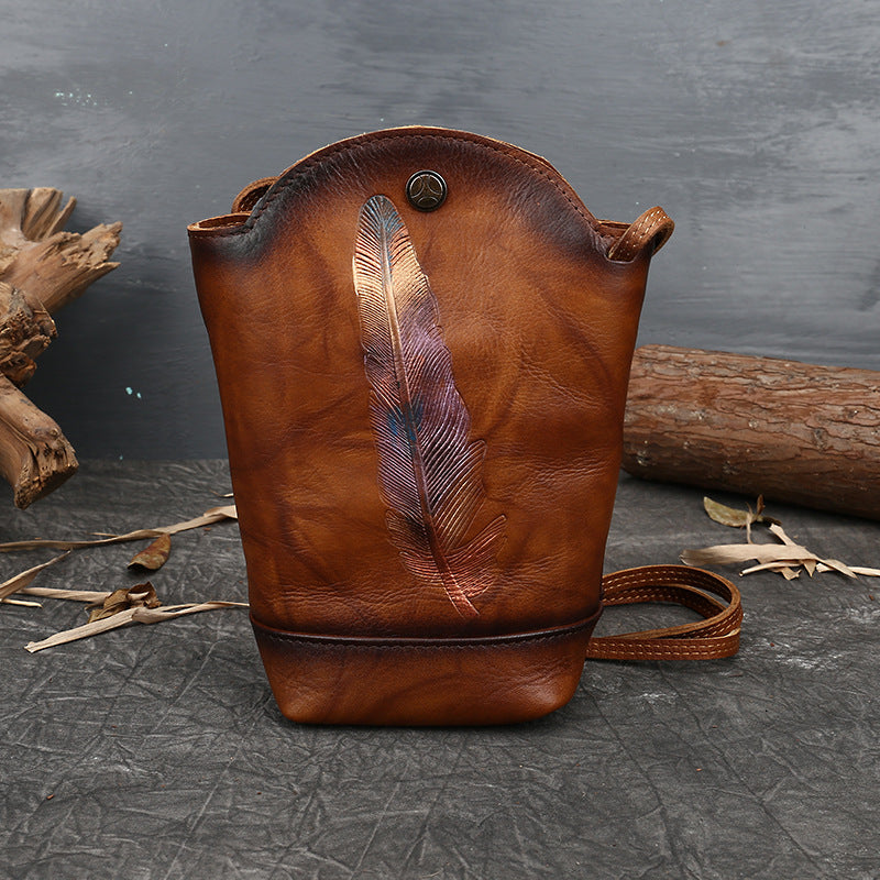 Handmade Shoulder Women Bucket Bags-Leather Women Bags-Red-Free Shipping Leatheretro