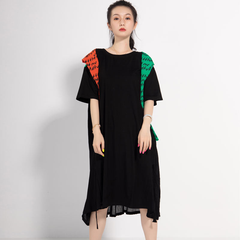 Leisure Linen Summer Women Plus Sizes Midi Dresses-Dresses-Black-One Size-Free Shipping Leatheretro