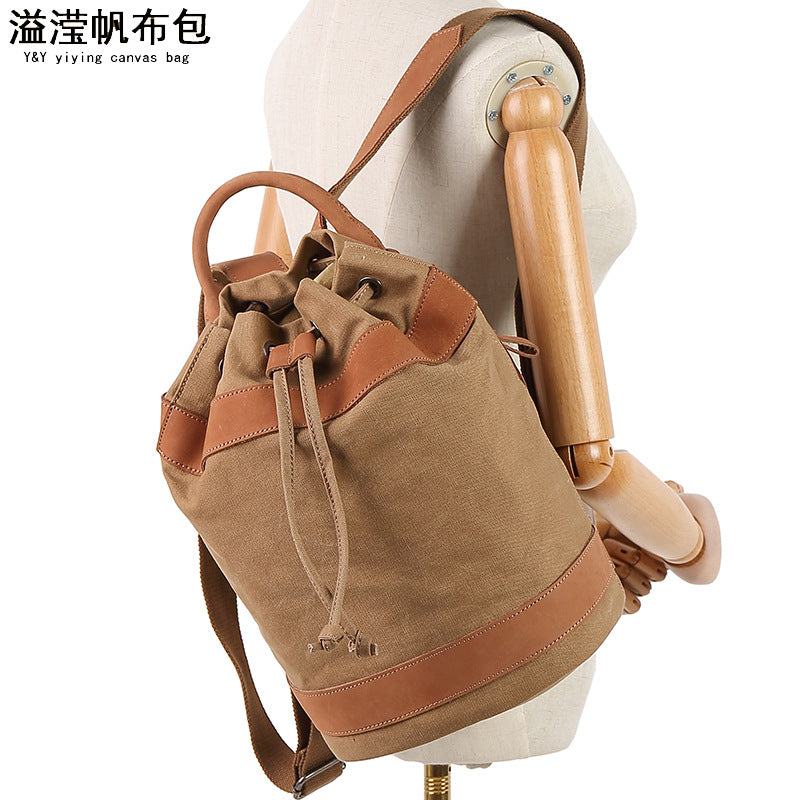 Leisure Canvas Backpack for Women-Backpacks-Khaki-Free Shipping Leatheretro