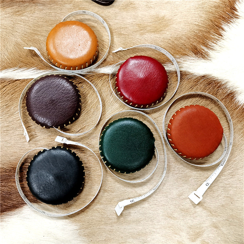 Portable Vegetable Tanned 1.5m Leather Tape Measures1018-Tape Measures-Red-1.5m-Free Shipping Leatheretro