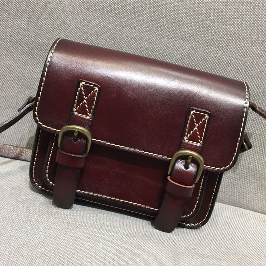 Handmade Leather Cambridge Shoulder Bag for Women-Handbags-Wine Red-Free Shipping Leatheretro