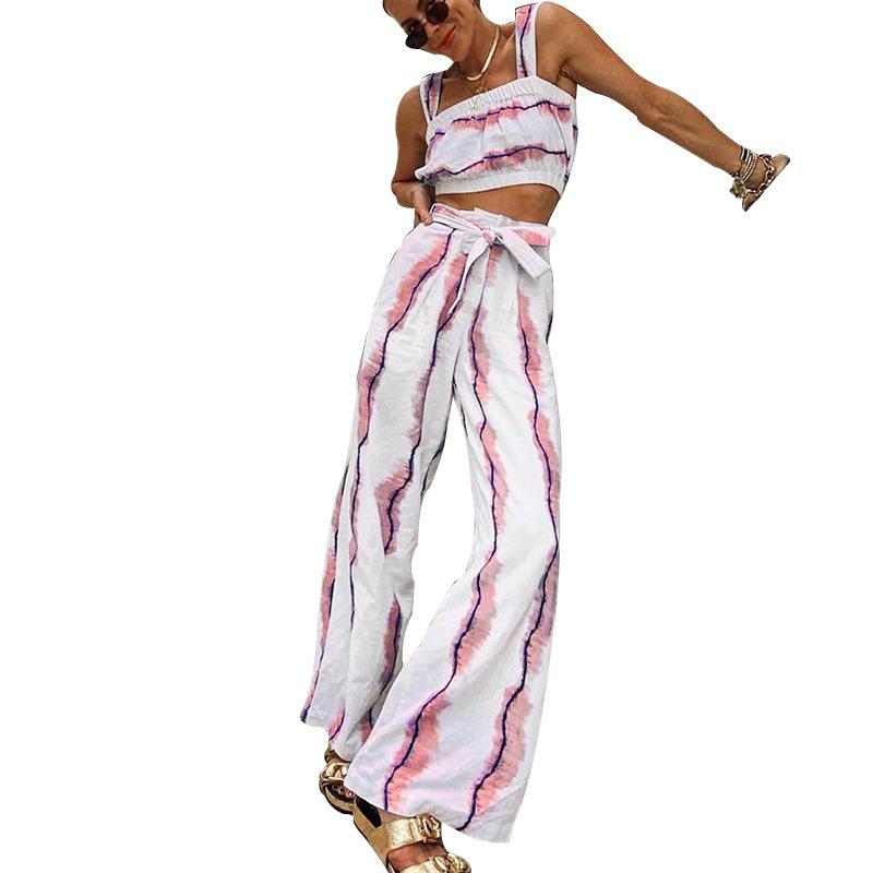 Summer Fashion Tops&loose Pants-Two Pieces Suits-Pink-S-Free Shipping Leatheretro