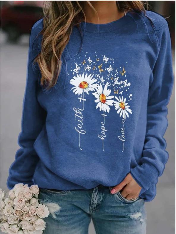 Fall Round Neck Leisure Loose Sweaters-Sweater&Hoodies-Blue-S-Free Shipping Leatheretro