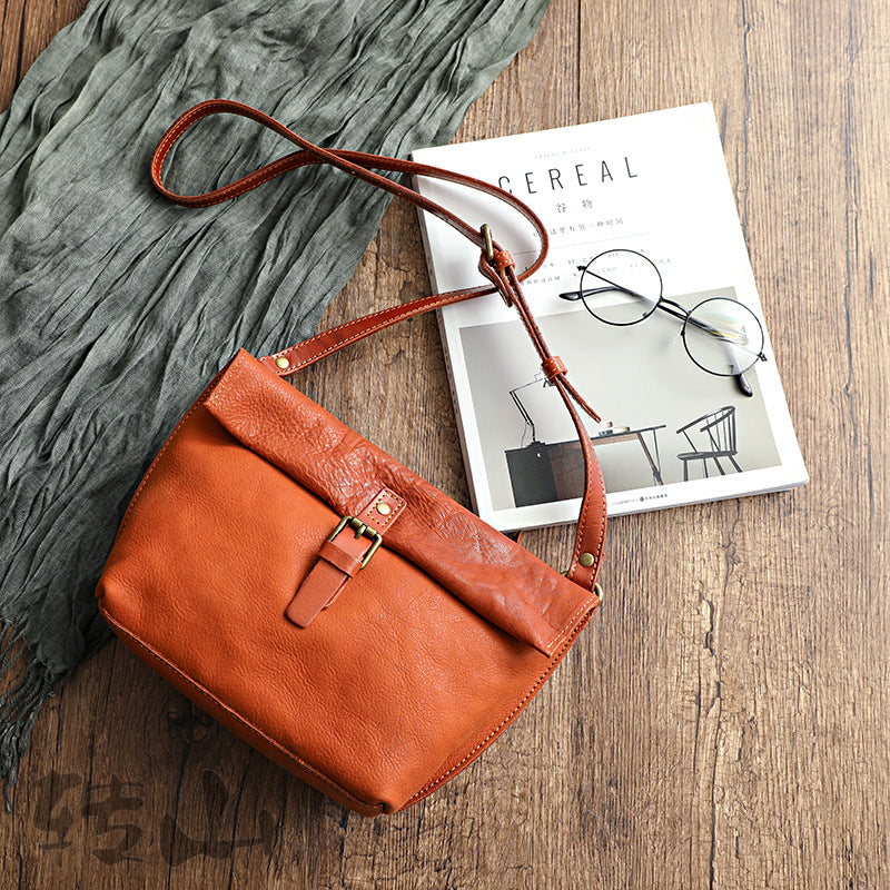 Retro Cowhide Leather Women Shoulder Handbags 7153-Handbags-Yellow-Free Shipping Leatheretro