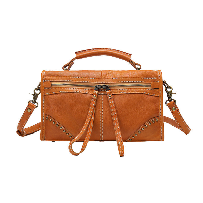 Retro Vege Tanned Leather Cute Handbag for Women 21092-Handbag & Wallet Accessories-Yellow-Free Shipping Leatheretro