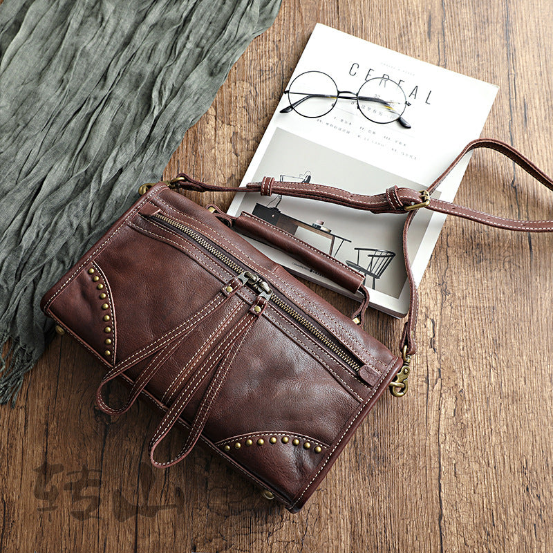 Retro Vege Tanned Leather Cute Handbag for Women 21092-Handbag & Wallet Accessories-Coffee-Free Shipping Leatheretro