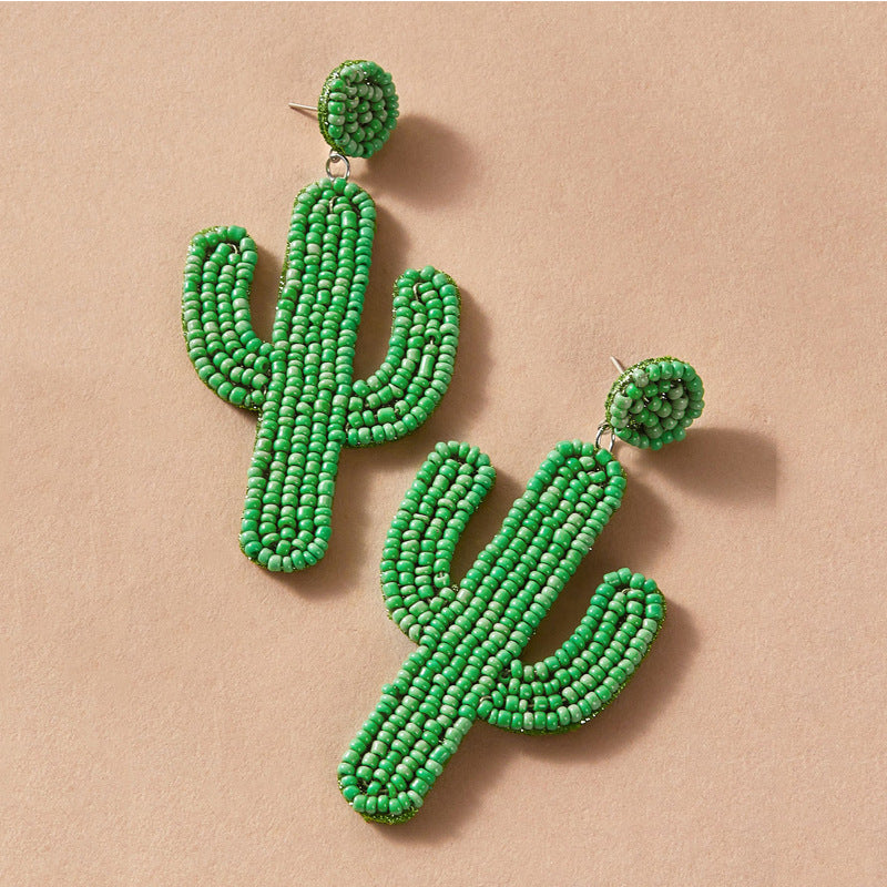 Ethic Bohemian Sweetheart Handmade Earrings-Earrings-Cactus-Free Shipping Leatheretro