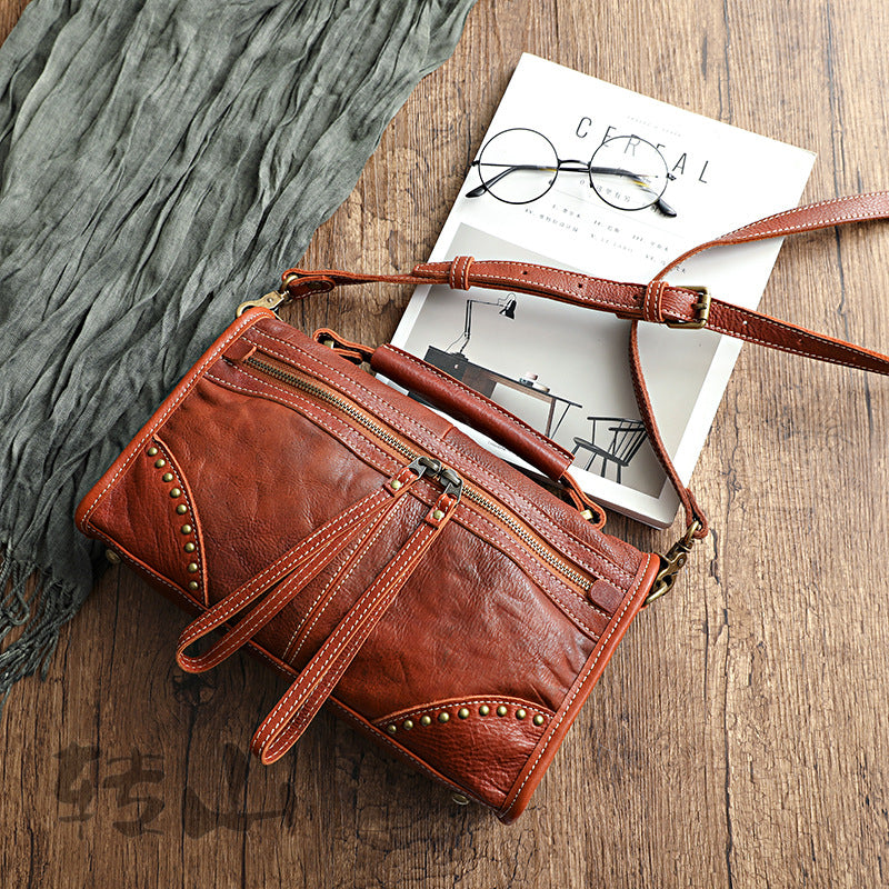 Retro Vege Tanned Leather Cute Handbag for Women 21092-Handbag & Wallet Accessories-Yellow-Free Shipping Leatheretro