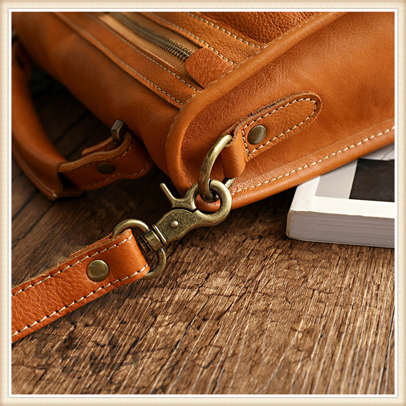 Retro Vege Tanned Leather Cute Handbag for Women 21092-Handbag & Wallet Accessories-Yellow-Free Shipping Leatheretro