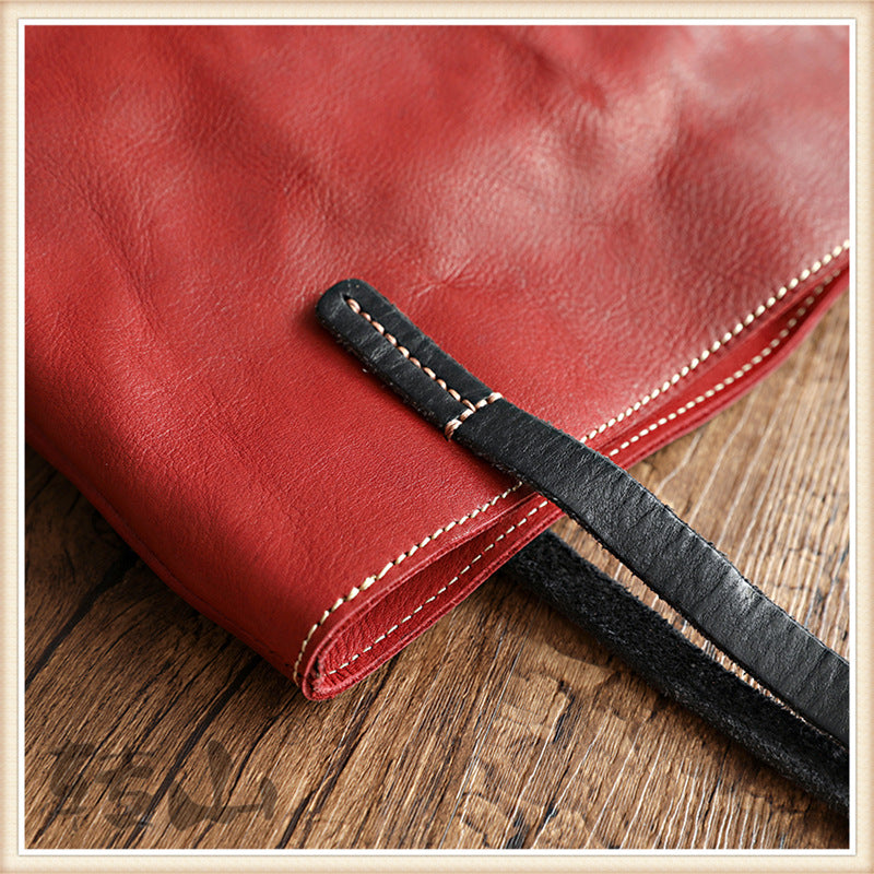 Women Vintage Vegetable Tanned Leather Tote Handbags 2001-Leather Tote Bags-Yellow-Free Shipping Leatheretro