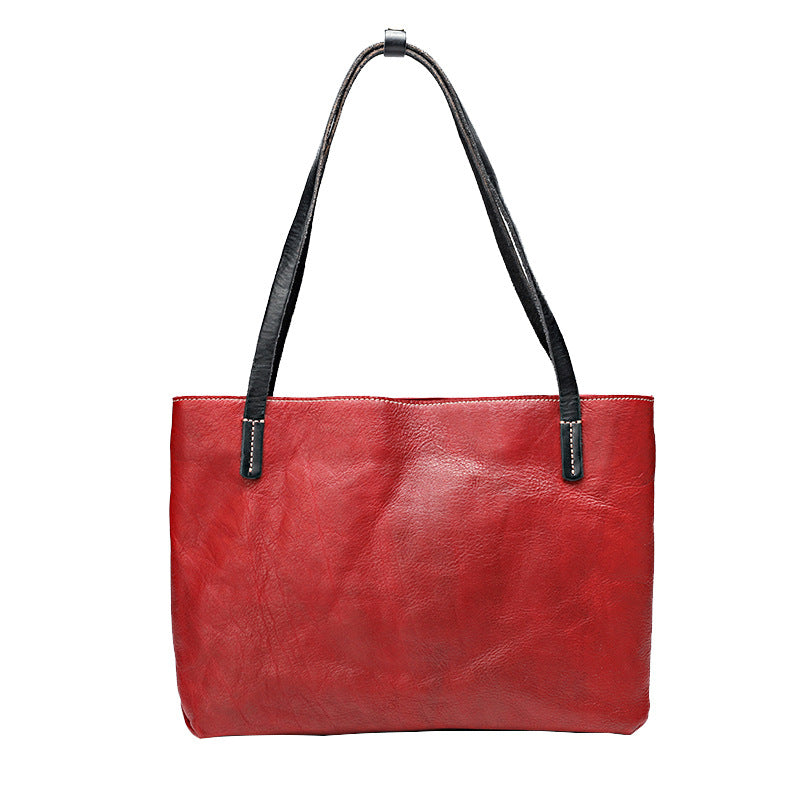 Women Vintage Vegetable Tanned Leather Tote Handbags 2001-Leather Tote Bags-Yellow-Free Shipping Leatheretro