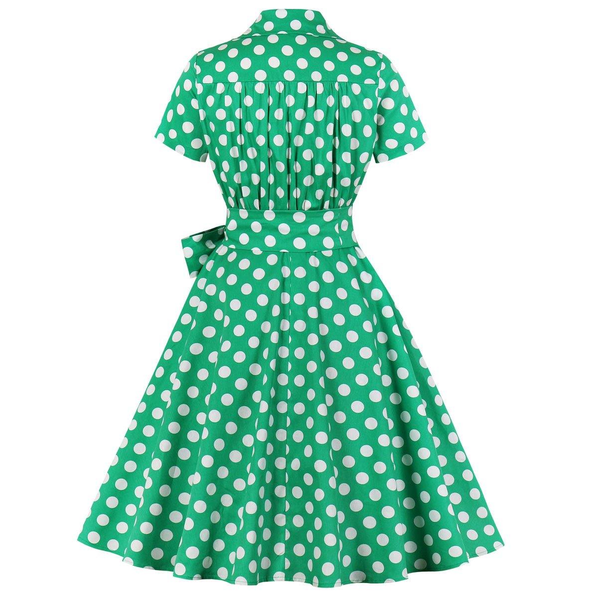 Short Sleeves Plus Size Vintage Ball Dresses-Vintage Dresses-Green-S-Free Shipping Leatheretro