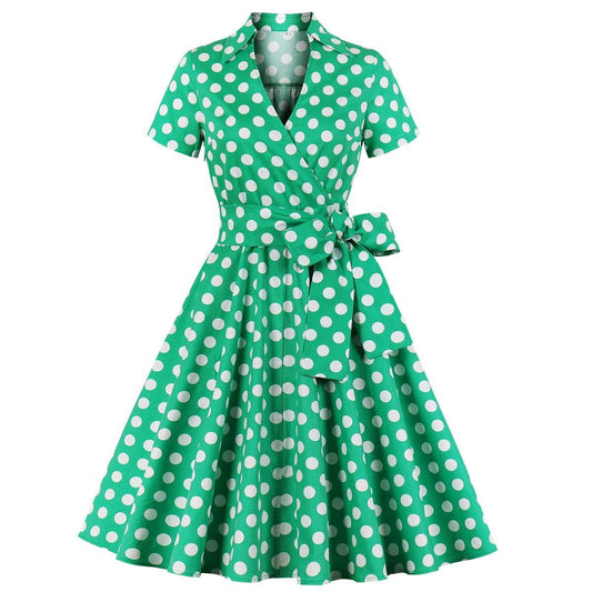 Short Sleeves Plus Size Vintage Ball Dresses-Vintage Dresses-Green-S-Free Shipping Leatheretro