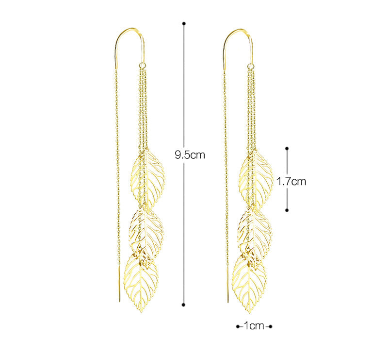 Fashion Leaf Designed Tassels Dangle Tramline for Women-Earrings-The same as picture-Free Shipping Leatheretro
