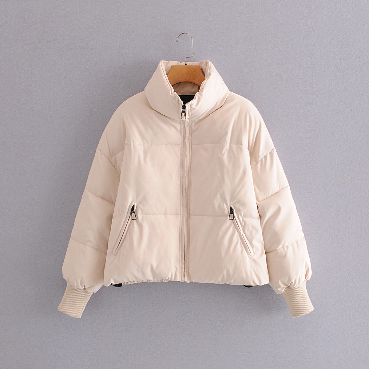 Casual Women Short Cotton Overcoats-Coats & Jackets-Ivory-XS-Free Shipping Leatheretro