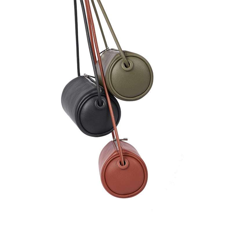 Cute Samll Simple Leather Shoulder Bucket Bags 9815-Leather Bags for Women-Green-Free Shipping Leatheretro