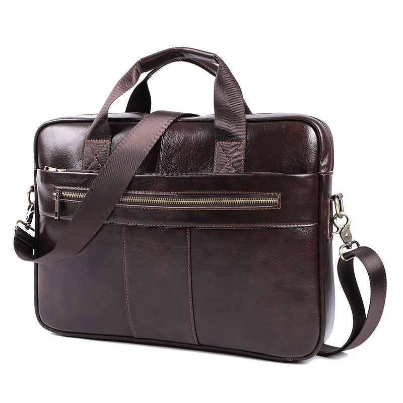 Leisure Fashion Leather Business Briefcase for Men 6523-Leather Briefcase-Coffee-Free Shipping Leatheretro