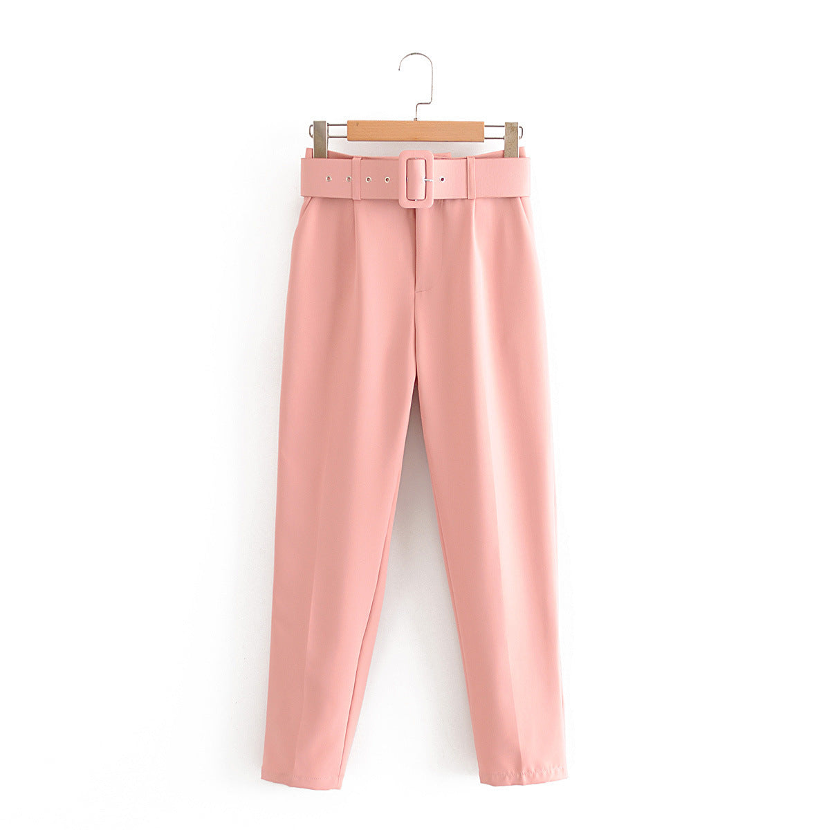 Women High Waist Casual Cropped Pants-Pants-Light Pink-XS-Free Shipping Leatheretro