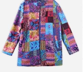 Vintage Cotton Linen Print Plus Size Women Cardigan Coat-women coats-Yellow-L-Free Shipping Leatheretro