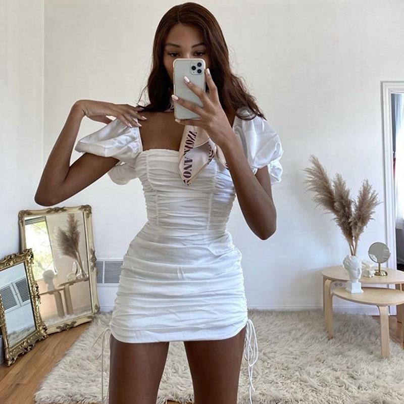 Sexy White Fashon Bodycon Short Mini Dresses-Dresses-White-S-Free Shipping Leatheretro