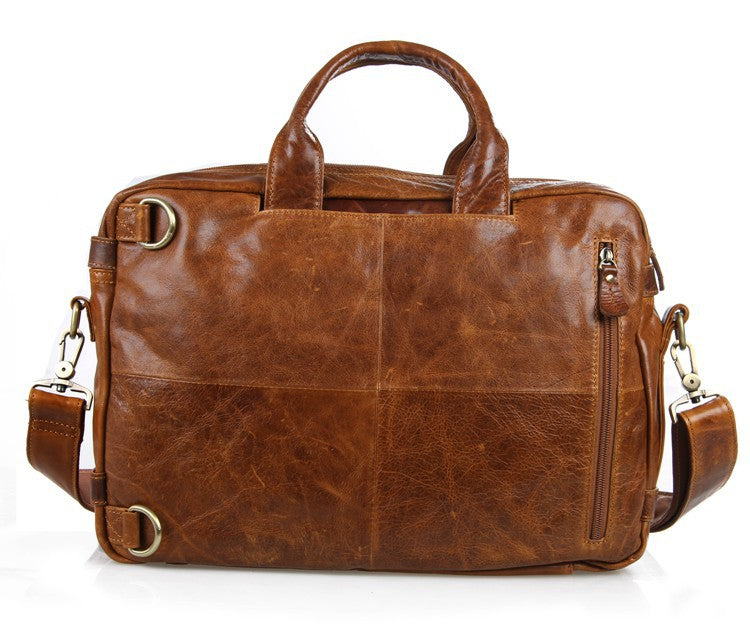 Men's Business Leather Packback Bags D7026-Leather Briefcase-Brown-Free Shipping Leatheretro
