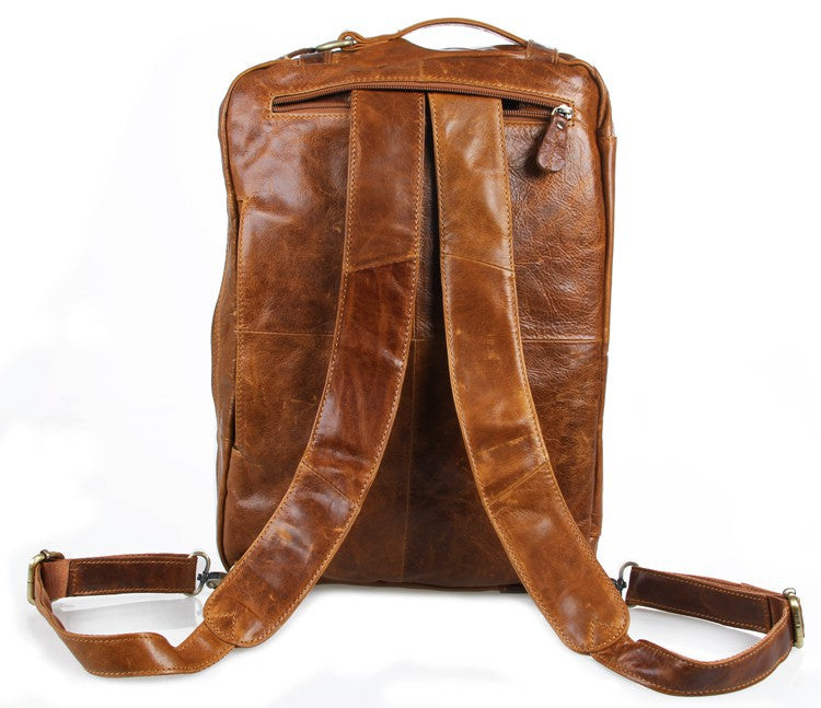 Men's Business Leather Packback Bags D7026-Leather Briefcase-Brown-Free Shipping Leatheretro