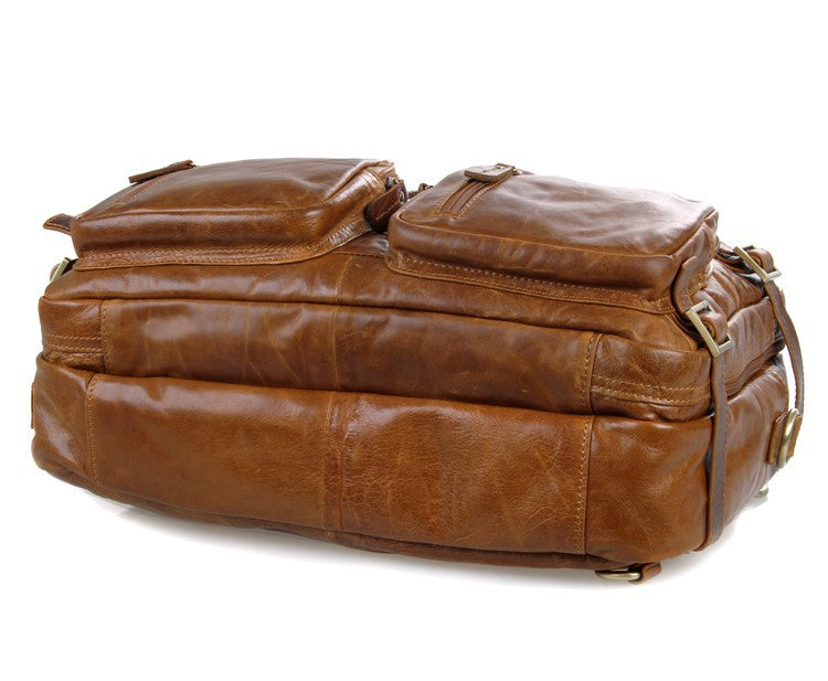 Men's Business Leather Packback Bags D7026-Leather Briefcase-Brown-Free Shipping Leatheretro