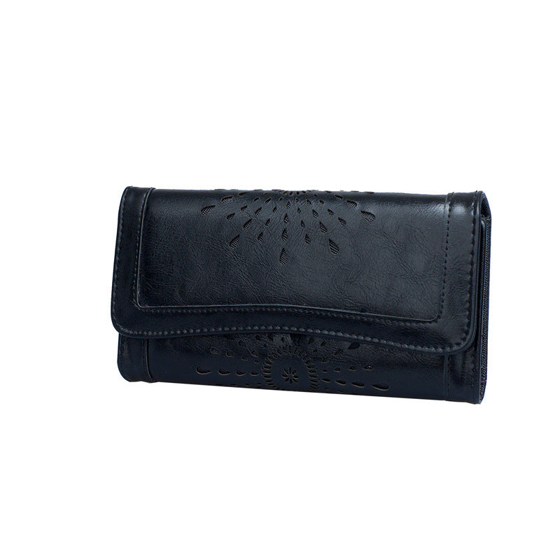 Vintage Fodable PU Leather Wallets for Women 2214-Handbags, Wallets & Cases-Black-Free Shipping Leatheretro