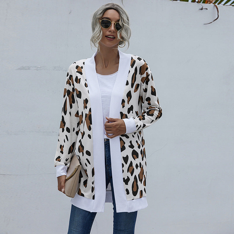 Casual Leopard Design Knitted Coats for Women-Coats & Jackets-C-S-Free Shipping Leatheretro