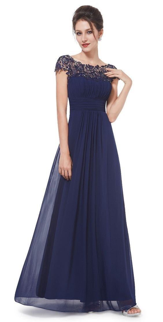 Elegant Women Long Lace Dresses-Dresses-Navy Blue-S-Free Shipping Leatheretro